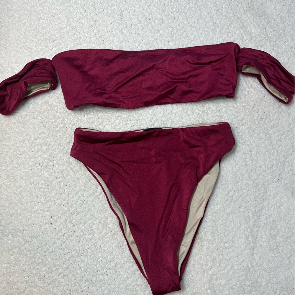 High waisted L.A. Hearts off the shoulder bikini (PACSUN)